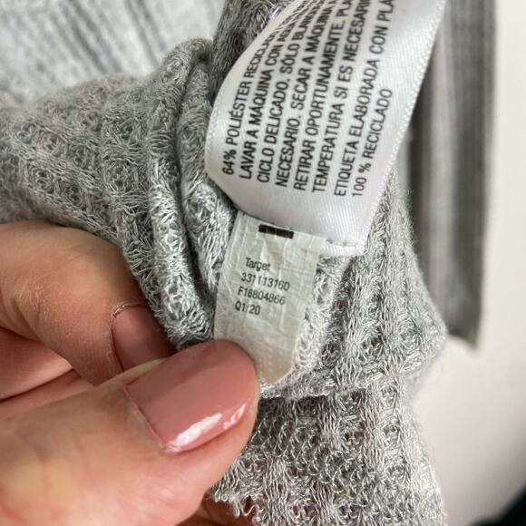 Wild Fable Hooded Long Sleeve Top Size XL Gray Waffle Knit‎ Pullover Thermal - Picture 7 of 8